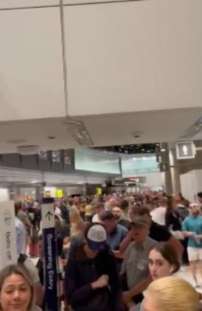 Around 2000 people had to be re-screened after five passengers wandered into the terminal without having a ‘supplementary screening’. Picture: Twitter