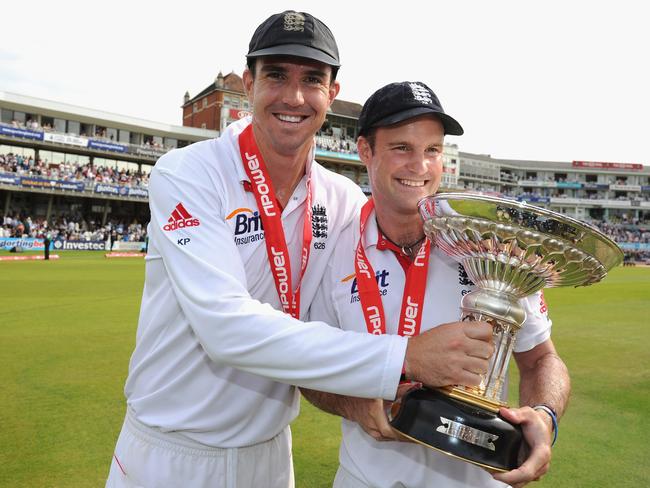 Kevin Pietersen and Andrew Strauss in happier times when playing together.