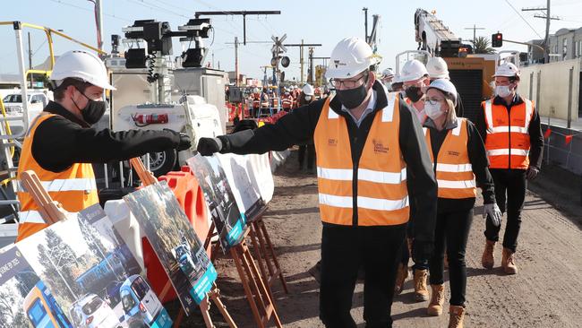 Victorian Premier Daniel Andrews in July while touring the removal of an Edithvale level crossing. Picture David Crosling.