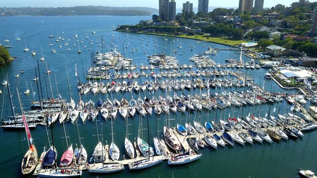 The Sydney to Hobart fleet moored at theCruising Yacht Club of Australia in 2018. Picture: Toby Zerna