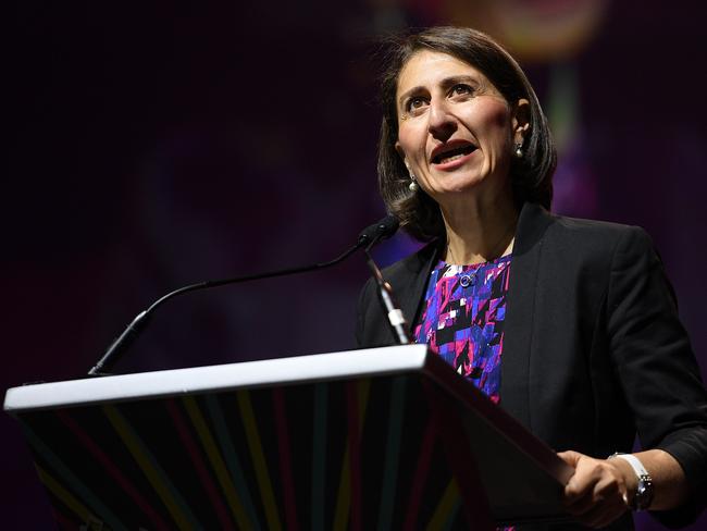 NSW Premier Gladys Berejiklian addresses the 2019 NSW Seniors Festival Expo and Gala Concert in Sydney, Thursday, February 14, 2019. (AAP Image/Dan Himbrechts) NO ARCHIVING