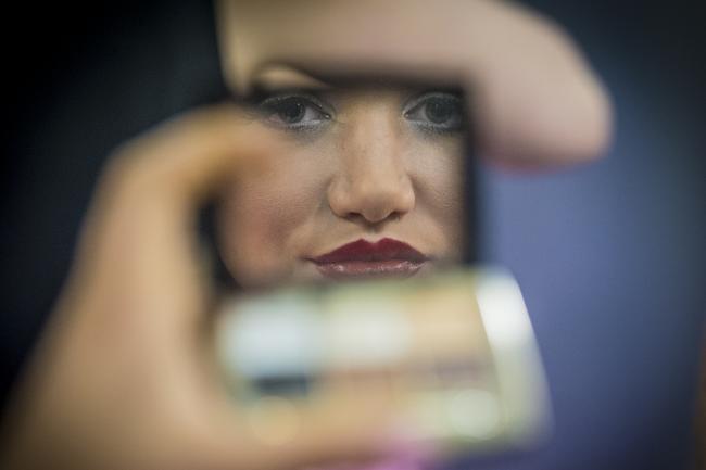 Miss Universe Australia Behind the scenes at the Sofitel Hotel on Collins. Miss Universe hopefuls nervously prepare before going on stage in front of hundreds of people hoping to be chosen as the next Miss Universe.