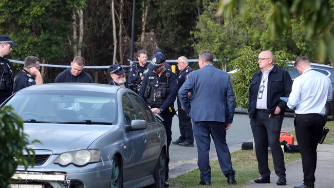 Police at the scene of the Coomera shooting. Picture: Richard Gosling