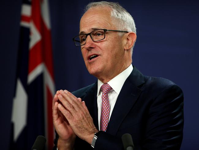 PM Malcolm Turnbull, David Gonski and Education Minister Simon Birmingham announces new education plan today.