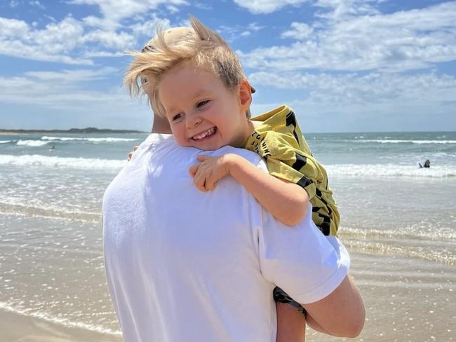 Gary Ablett with son Levi at Torquay beach. Picture: Instagram