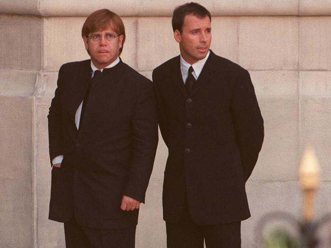 Elton John and his husband David at Diana’s funeral.