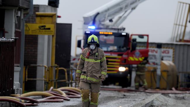 A firefighter at the scene. Picture: AAP/Mal Fairclough