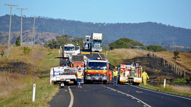 Fatal crash on the Bunya Highway. Picture: Claudia Williams