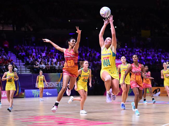 LIVERPOOL, ENGLAND - JULY 14: Kelsey Browne of Australia in action during preliminaries stage one match between Australia and Sri Lanka at at M&S Bank Arena on July 14, 2019 in Liverpool, England. (Photo by Nathan Stirk/Getty Images)