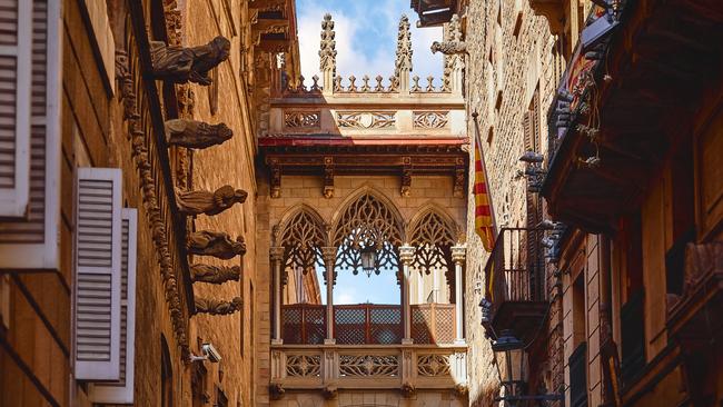 The Gothic Quarter in Barcelona, Spain.