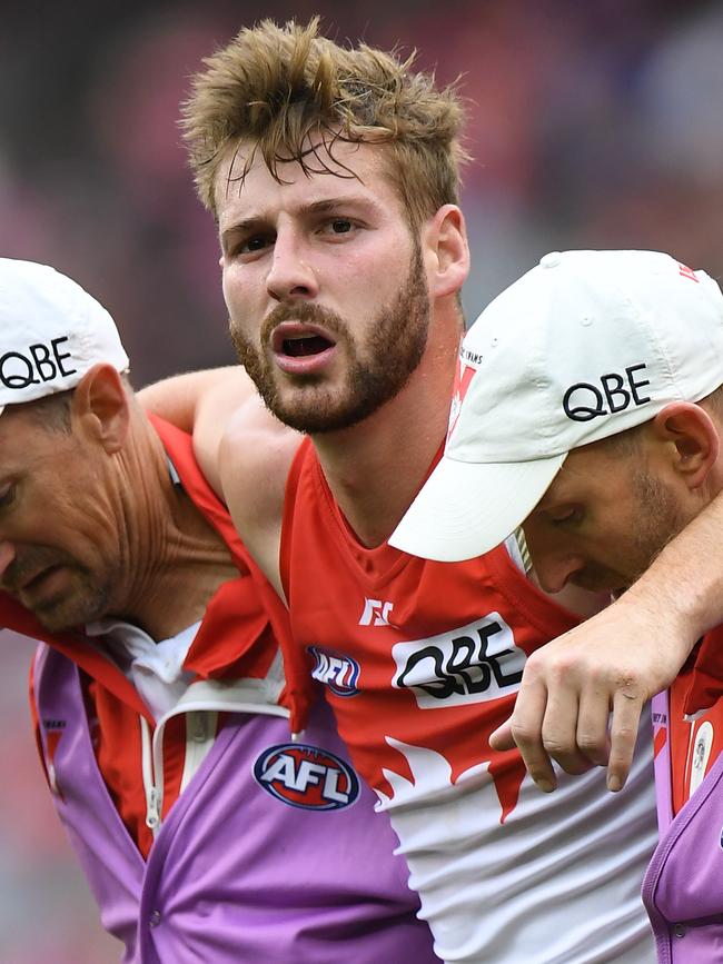 Luckless former Swan Alex Johnson will be in mate Adam Tomlinson’s corner on Saturday. Picture: AAP Image/Julian Smith.