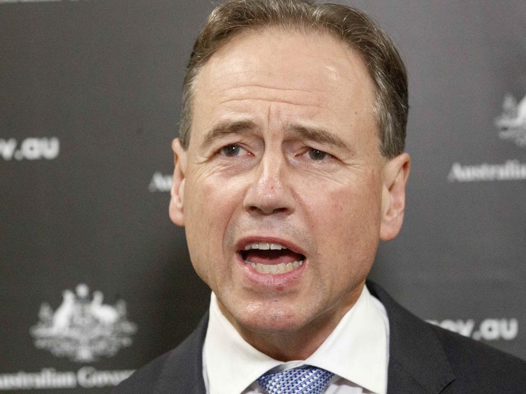 Health Minister Greg Hunt defends the government’s vaccine rollout program Picture: NCA NewsWire/David Geraghty