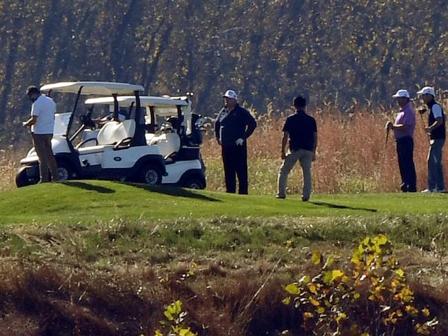 US President Donald Trump golfs at Trump National Golf Club as Joe Biden was confirmed as the next US president. Picture: AFP