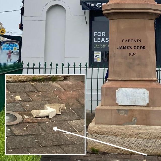 Captain Cook statue in Randwick was vandalised. Photo: Randwick Council