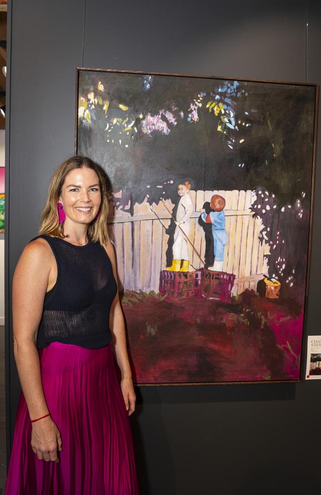 The Next Big Thing 2024 winner Sydney-based artist Chantelle Stewart with her winning work Life of Reilly at The Toowoomba Gallery, Friday, March 1, 2024. Picture: Kevin Farmer