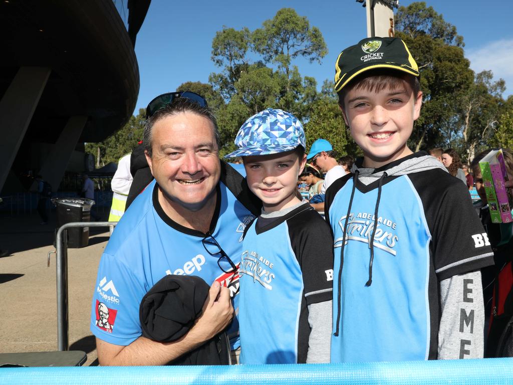 Tim Donovan of Semaphore Park and his two boys, Liam and Ryan. Picture Dean Martin