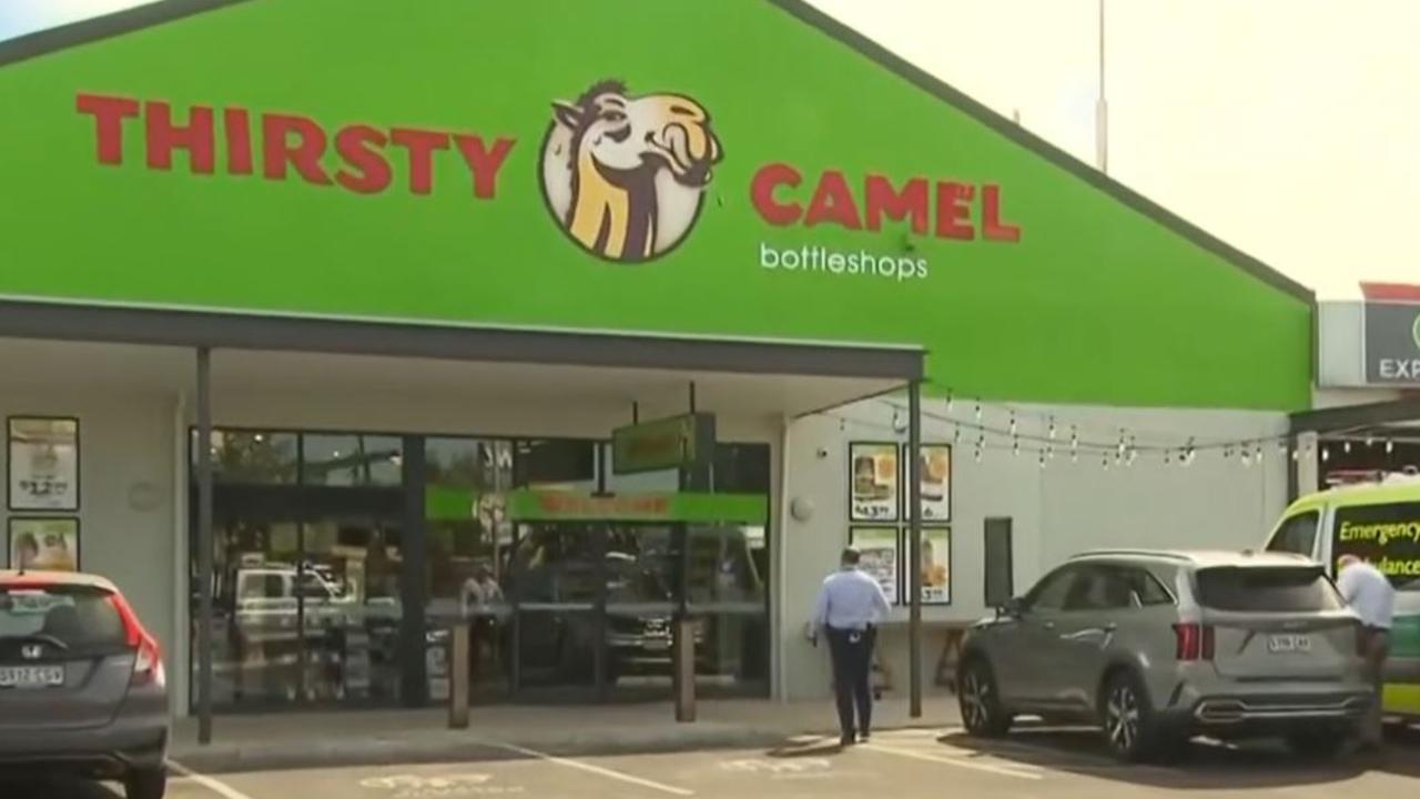 South Australia Police are searching for four suspects who allegedly stormed a western suburbs bottle shop in an attempt to steal alcohol before a fight broke out with staff. Picture: 7NEWS