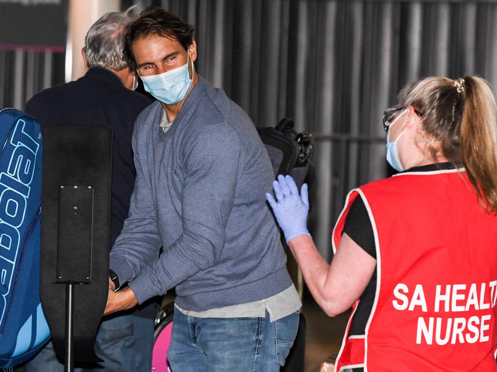 Spanish tennis player Rafael Nadal arriving in Adelaide.