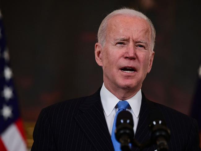 US President Joe Biden announces a partnership between Johnson &amp; Johnson and Merck to produce more Johnson &amp; Johnson vaccine. Picture: AFP