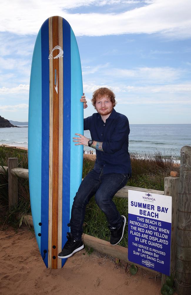 Hanging ten ... Sheeran isn’t keen on turning his soap cameos into an acting career. Picture: Andrew Murray.