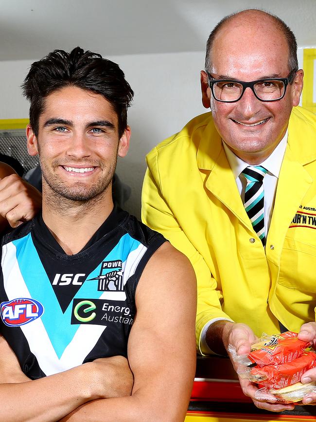 Port Adelaide President David Koch with former Port star Chad Wingard. Picture: Sarah Reed