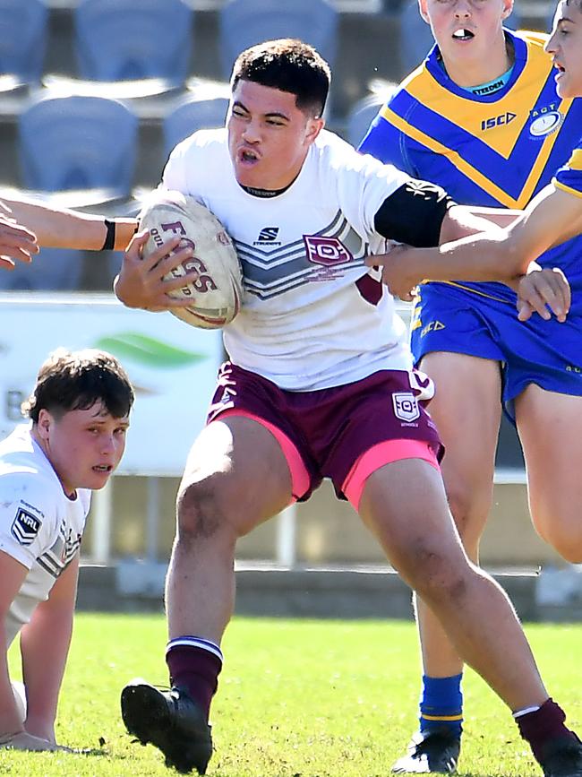 Mabel Park’s Duquan Talaepa playing forQueensland. Picture, John Gass