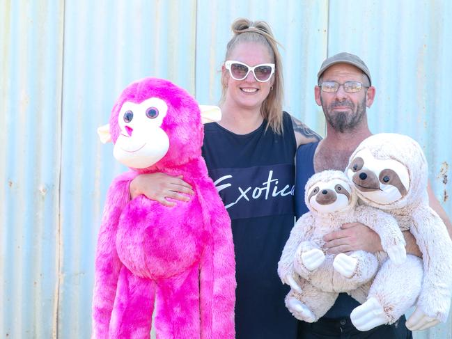 Troy Harrop and Jenna Grame enjoying day two of the Royal Darwin Show. Picture: Glenn Campbell