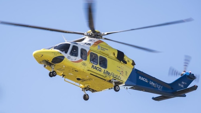 A rescue helicopter has been called out to a South Burnett property after a tree fell on a man, leaving in with serious leg injuries.