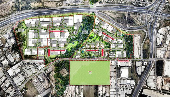 An aerial shot of the site for new business and industry park Metroplex Westgate.