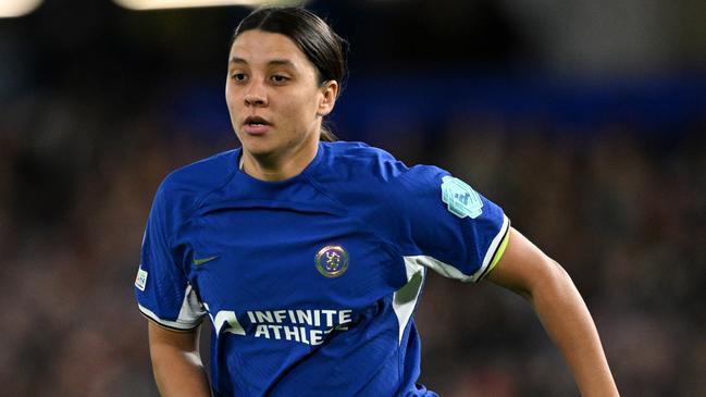 LONDON, ENGLAND - NOVEMBER 23: Sam Kerr of Chelsea during the UEFA Women's Champions League group stage match between Chelsea FC and Paris FC at Stamford Bridge on November 23, 2023 in London, England. (Photo by Justin Setterfield/Getty Images)