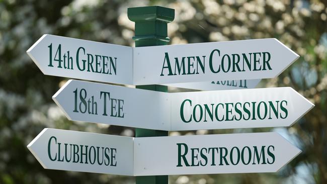 Signage at Augusta National Golf Club on Saturday. Picture: Warren Little/Getty Images