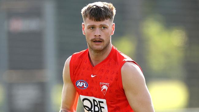 Swans ruckman Peter Ladhams is available for selection after serving a one-game suspension. Picture: Phil Hillyard