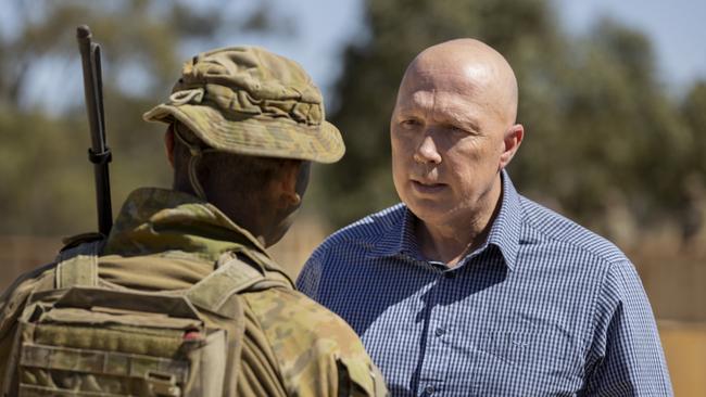 Defence Minister Peter Dutton at Exercise Talisman Sabre 2021 in Queensland in July.