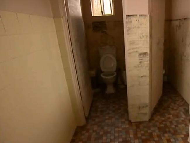 The toilet at the dance studio where the alleged sex attack occurred in Kogarah. Picture: Channel 7