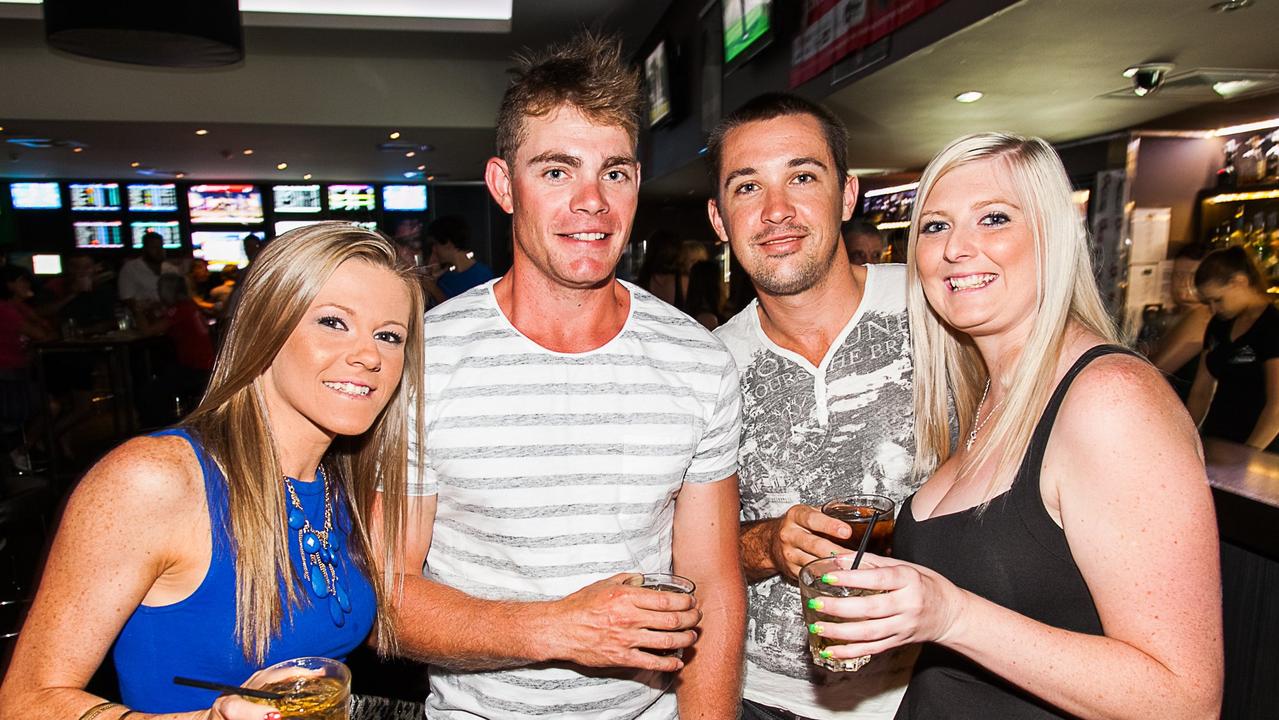 Lerenda Spinks, Will Kickbusch, Jeff Morris and Alyssa McGarrigal at the Racehorse Hotel for Heat 2 of the Maxim Australian Swimwear Model of the Year competition on Friday night. Photo: Nick O'Sullivan / The Queensland Times