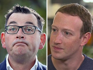 Daniel Andrews, left, and Mark Zuckerberg.