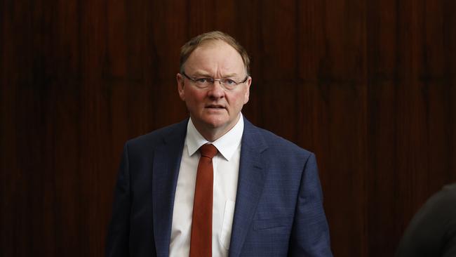 Liberal Minister Roger Jaensch arrives at Question Time in state parliament. Picture: Zak Simmonds