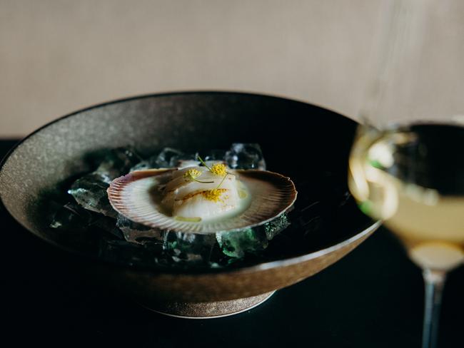 Chilled scallop, botanicals and olive oil. Picture: Supplied