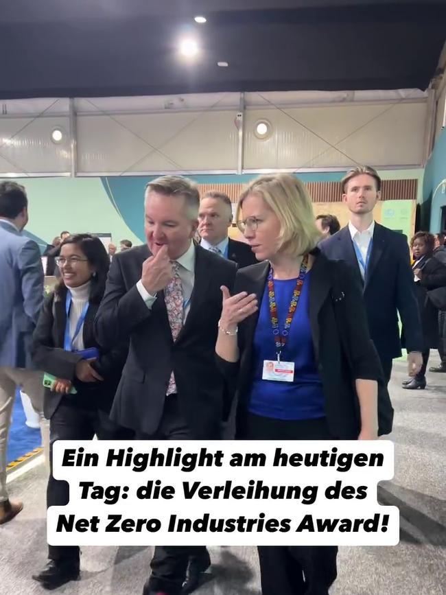 Chris Bowen and Austrian Minister for Climate Action Leonore Gewessler at COP29 in Baku, Azerbaijan. Picture: Instagram @lgewessler
