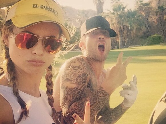 Behati Prinsloo with husband Adam Levine. Picture: Instagram