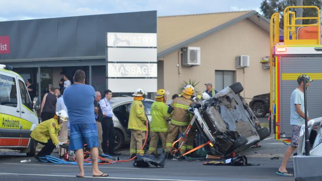 MASSIVE CRASH: Eyewitnesses were alerted to scene following the loud commotion yesterday afternoon.