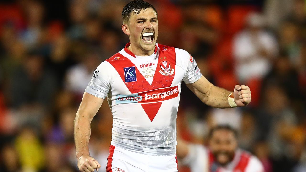 PRE 2023 RD02 Penrith Panthers v St Helens - Lewis Dodd, celebrates victory, winning field goal NRL PHOTOS