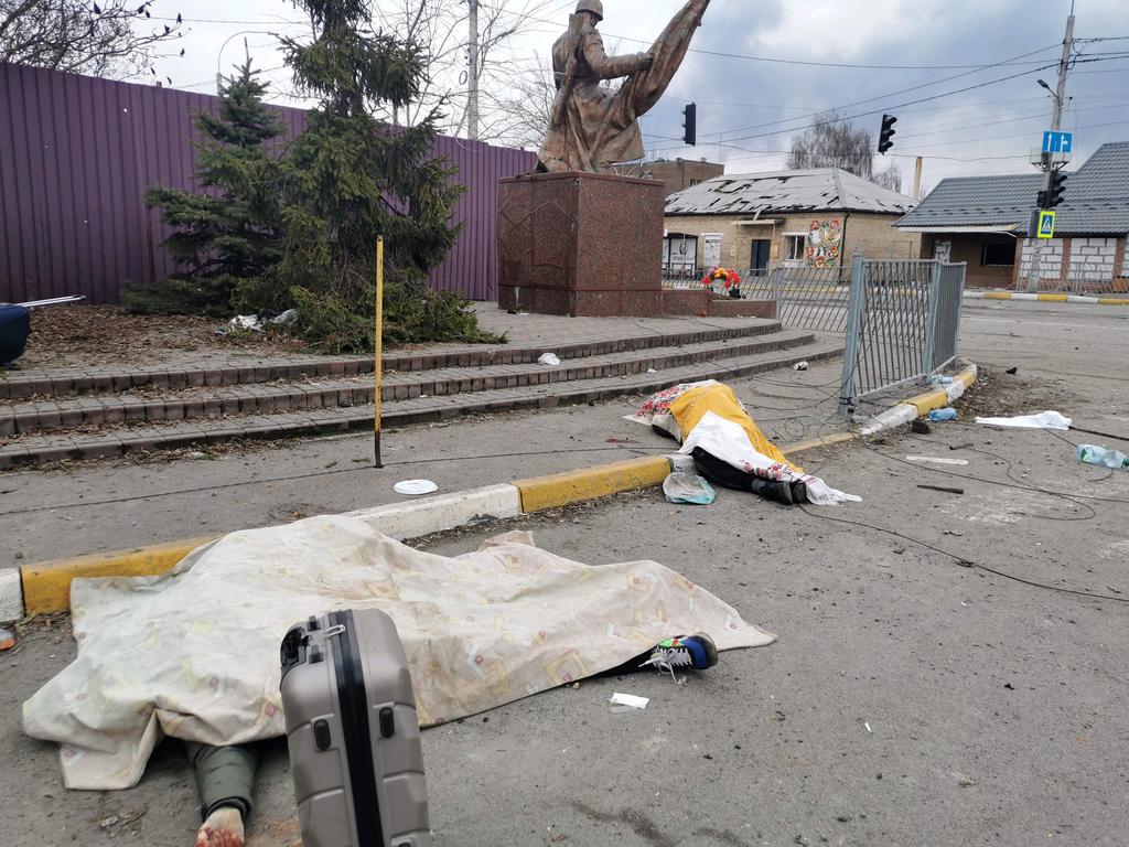 Several people were killed as they tried to evacuate the city of Irpin, northwest of Kyiv, during heavy shelling and bombing. Picture: Daphne ROUSSEAU / AFP.