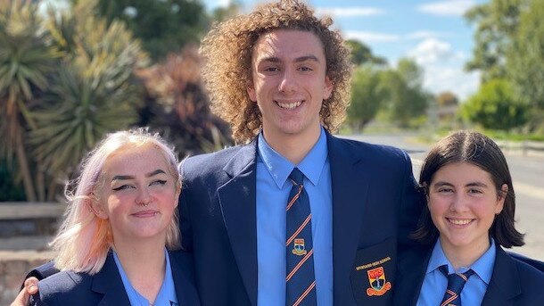 Wynyard High School Student Executive Council vice president Jade Snook, vice president Dylan Butt and president Mischa Linden. Source: SUPPLIED.