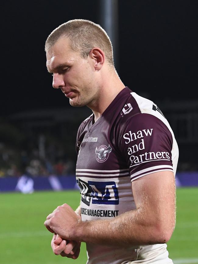 A dejected Tom Trbojevic. Picture: Bradley Kanaris/Getty