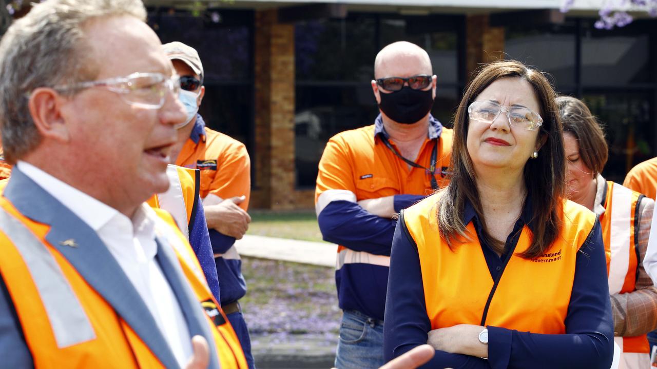 Andrew “Twiggy” Forrest and Annastacia Palaszczuk during a visit to Incitec Pivot’s Gibson Island plant in Brisbane last year. Picture: NCA NewsWire/Tertius Pickard