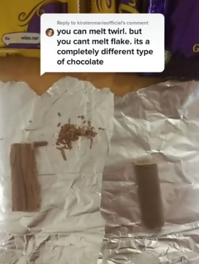 He wrapped half of each chocolate in foil and placed it in the oven for 10 minutes. Picture: TikTok/thegoosefighter