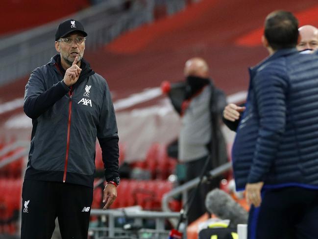 Jurgen Klopp and Frank Lampard exchange heated words