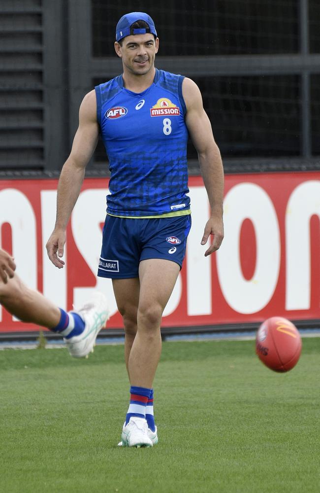 Matthew Kennedy at training with the Western Bulldogs at Whitten Oval. Picture: Andrew Henshaw