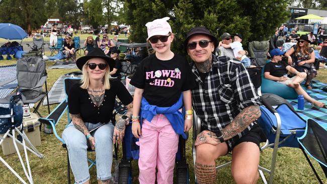 Hello Sunshine Music &amp; Food Festival. Jess French, Ella and Shane Priest Picture: David Smith